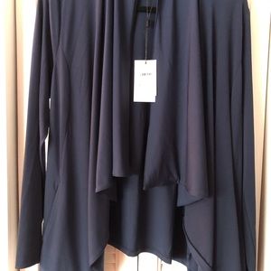 Halston NWT Large Navy Blue Lightweight Waterfall Layered Cardigan Long Sleeve